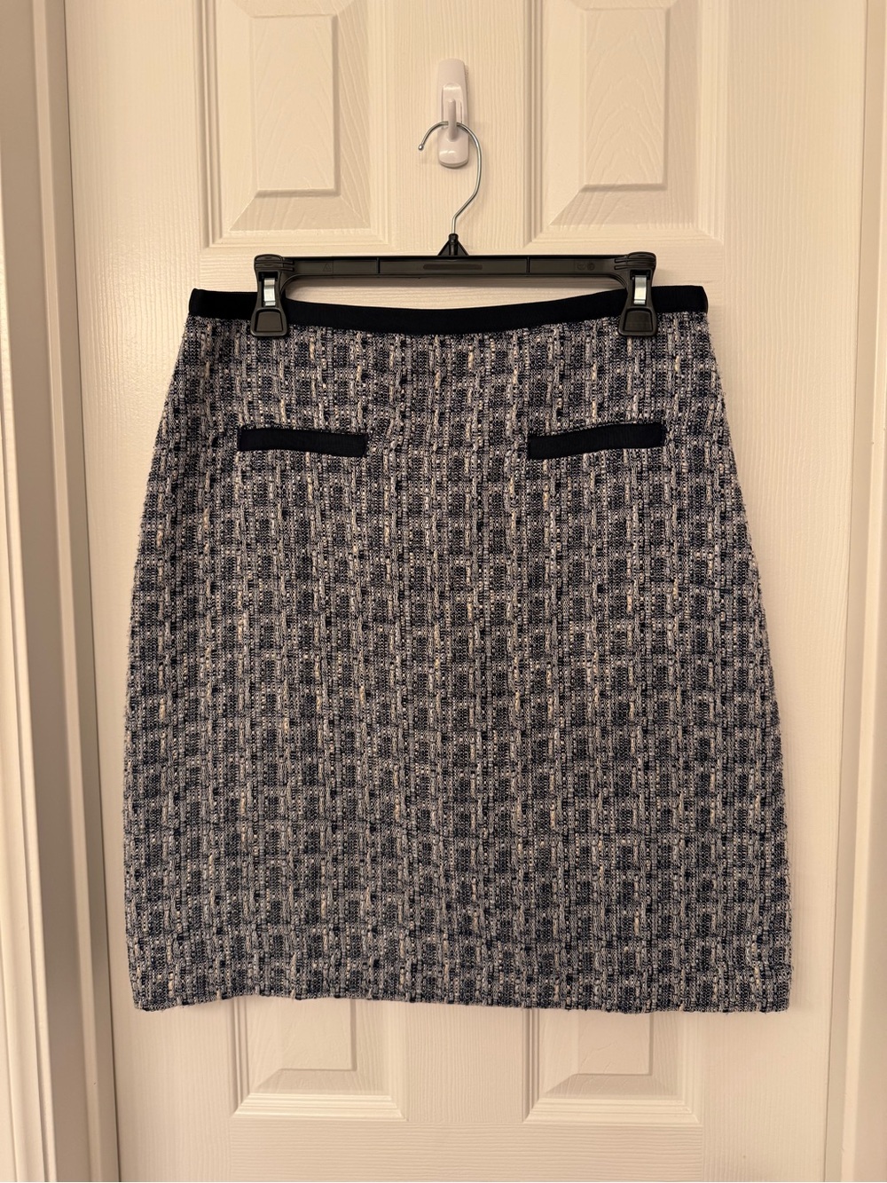 Talbots Classic Navy Tweed Pencil Skirt Size 8